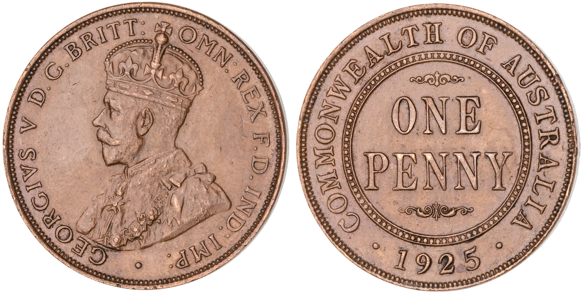 George V, Penny, 1925, aUNC