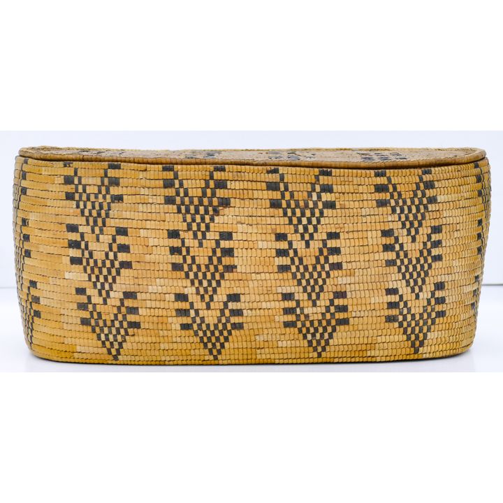 Antique Thompson River Covered Indian Oval Basket