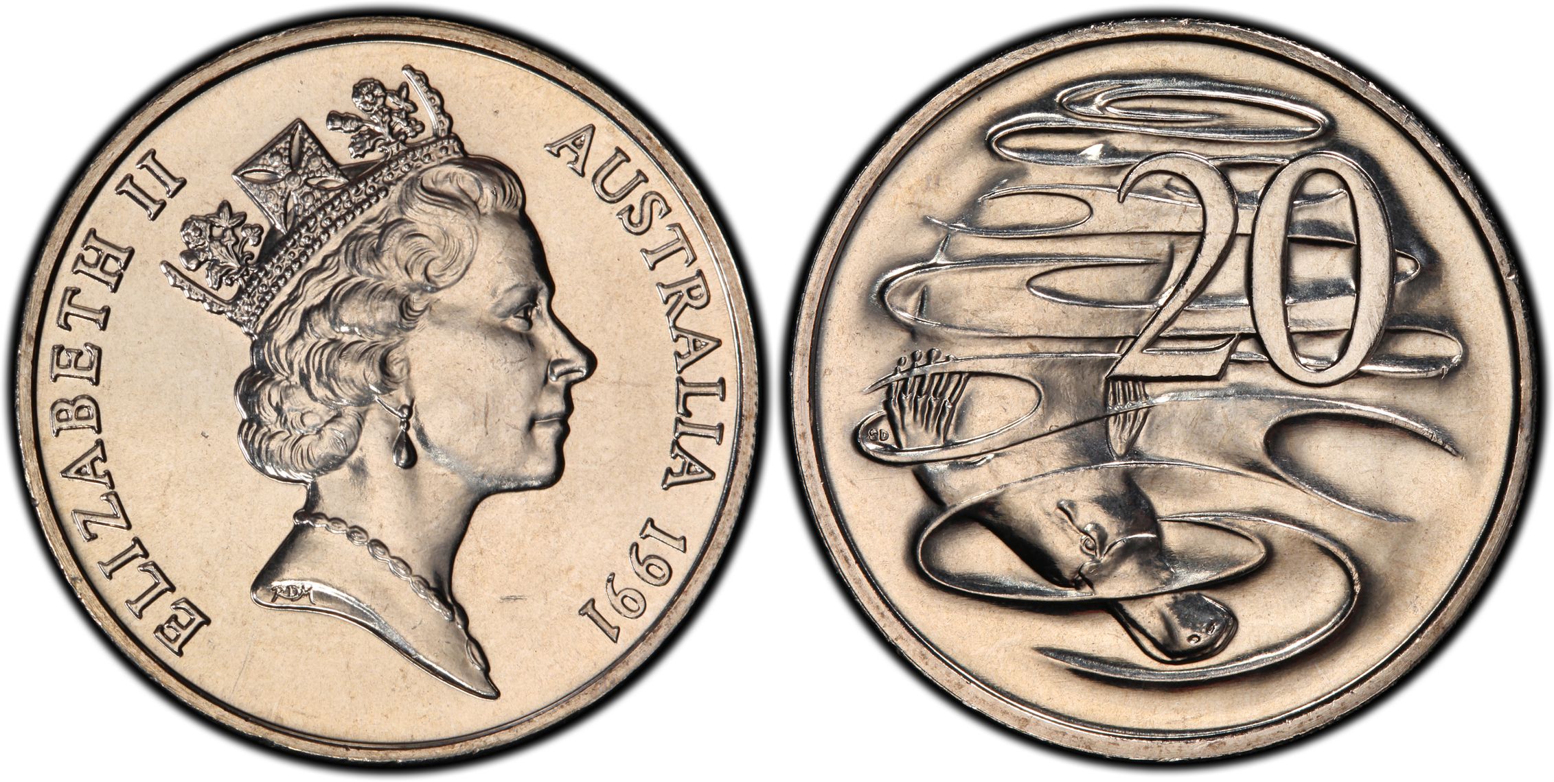 Elizabeth II, Twenty Cent, 1991, PCGS MS66