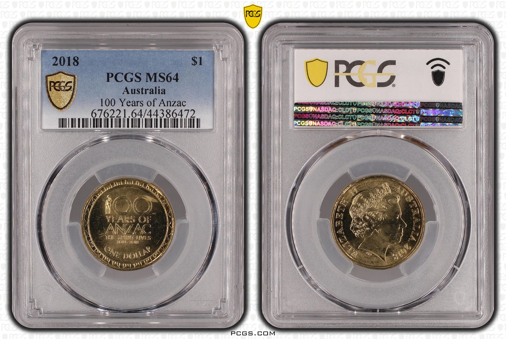 100 Years of Anzac, One Dollar, 2018, PCGS MS 64
