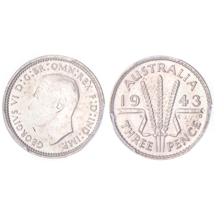 George VI, Threepence, 1943-D, PCGS MS 65