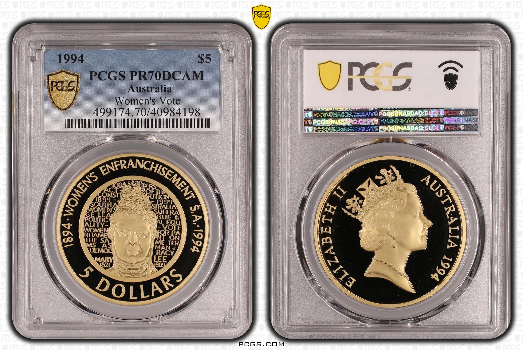 Women's Vote, Five Dollar, 1994, PCGS PR70DCAM