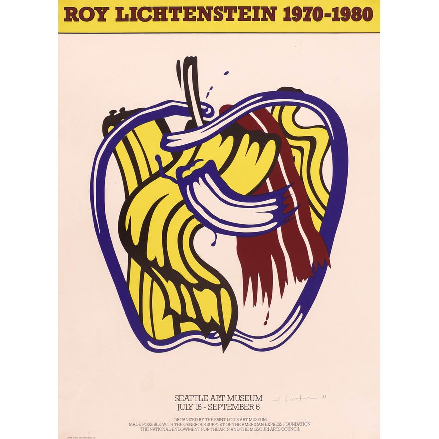 Roy Lichtenstein ''Apple'' 1981 Signed Silkscreen Poster