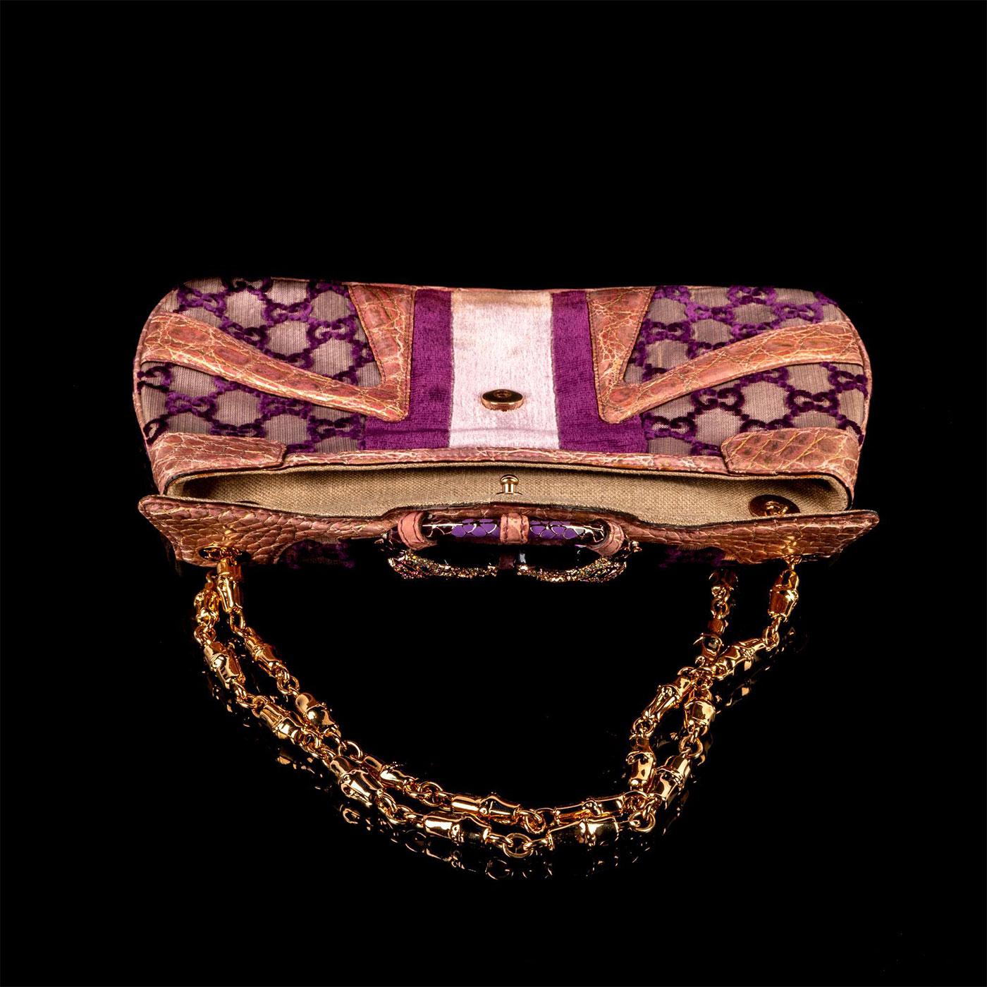 Gucci By Tom Ford Jeweled Dragon Velvet Monogram Bag 135932