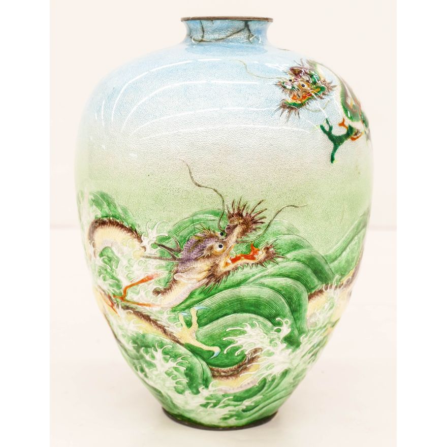 Kawaguchi Bunzaemon Japanese Cloisonne Dragon Vase