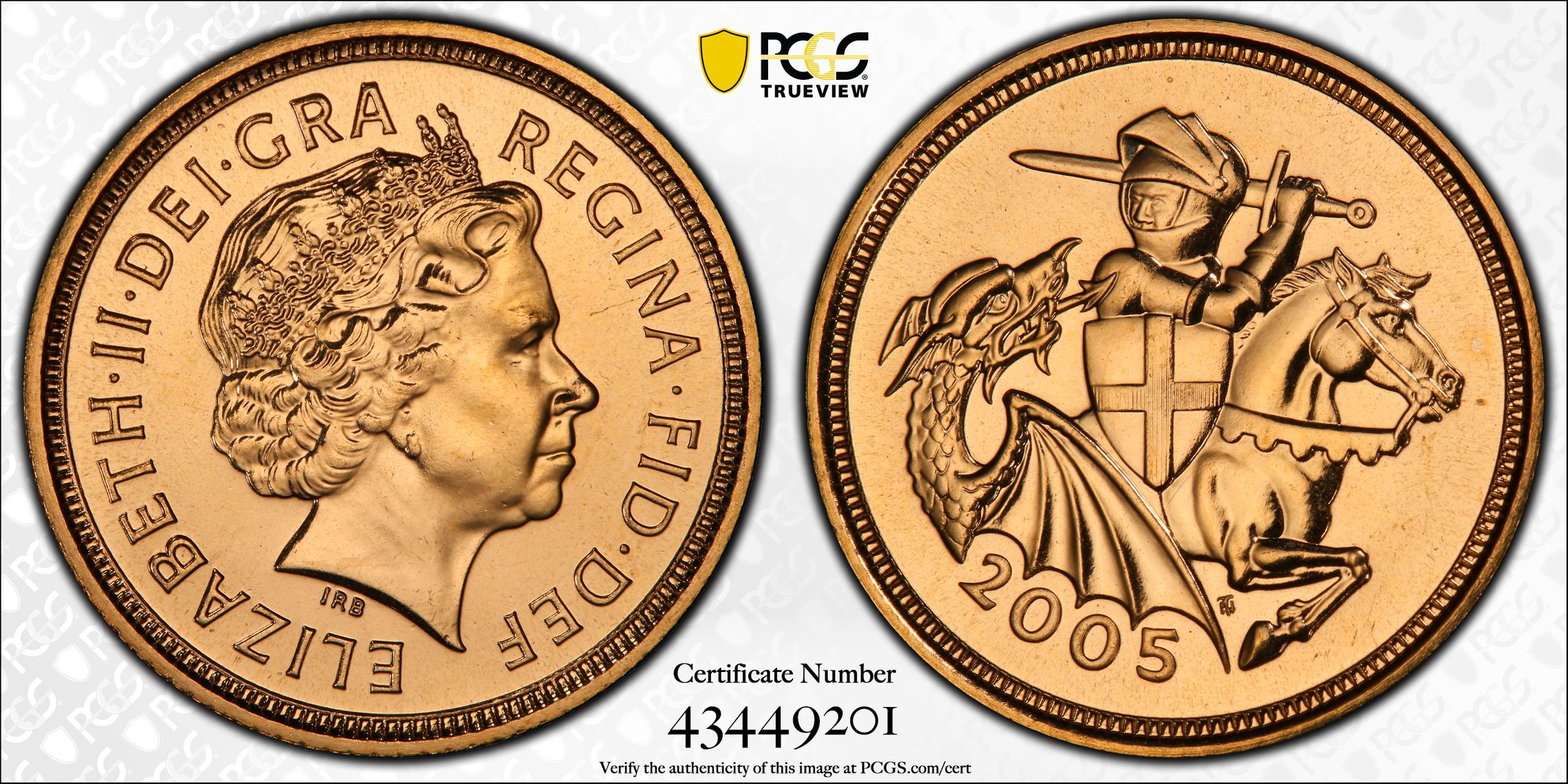 Great Britain, Elizabeth II, Knight & Dragon , Half Sovereign, 2005, PCGS MS67