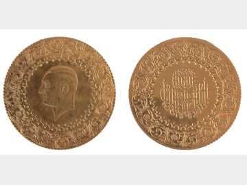 1962 Turkish 500 Kurush (Thin Type) Gold Coin