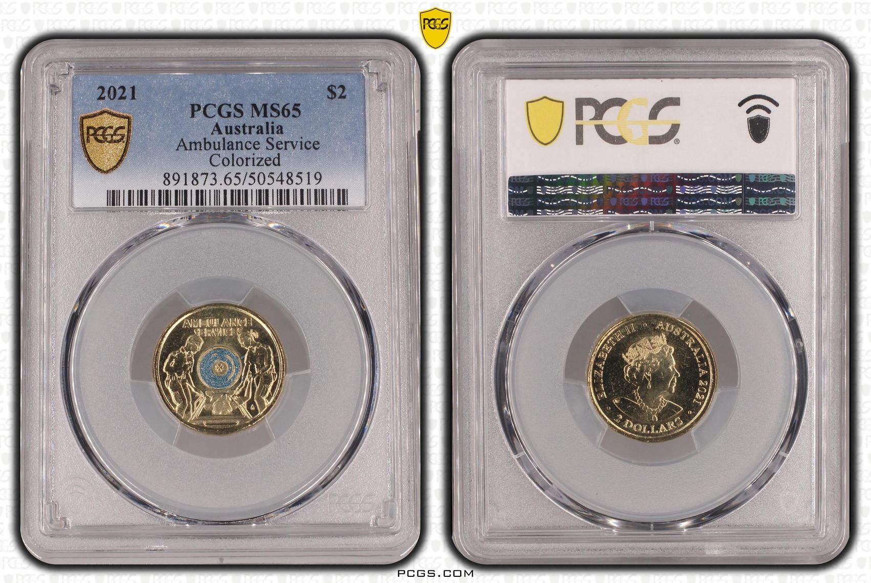 Ambulance Service Colorized, Two Dollar, 2021, PCGS MS65