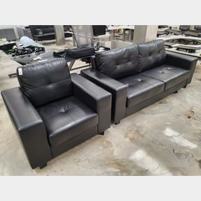 Split hide, upholstered lounge suite with 3 seater settee & arm chair