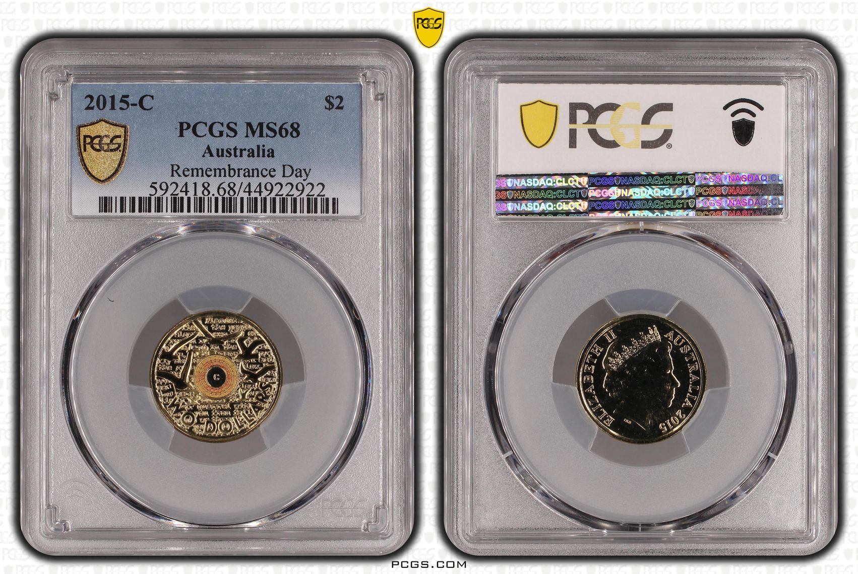 2015-C Australia Two Dollar, $2 Remembrance Day PCGS - MS68 -922