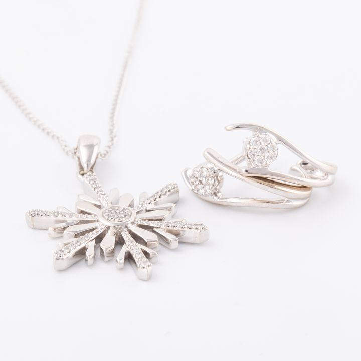 Diamond Pendant and Earrings