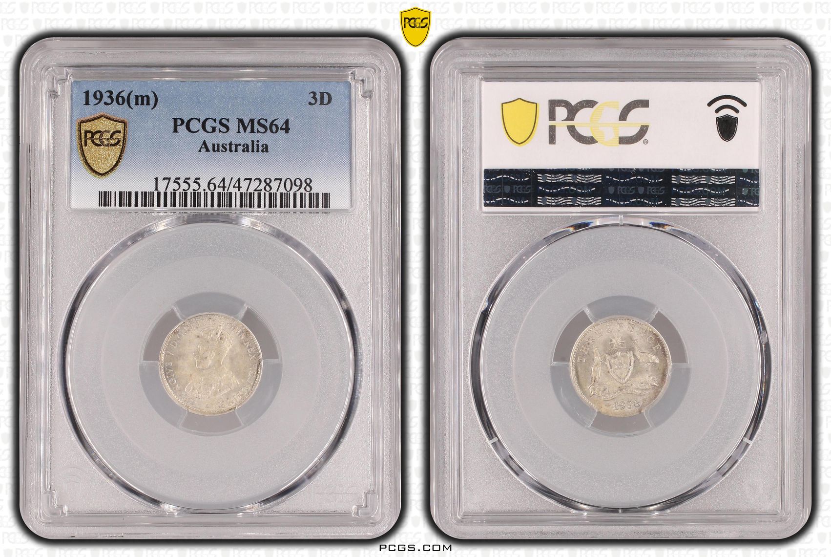 Threepence, 1936(m), PCGS MS 64
