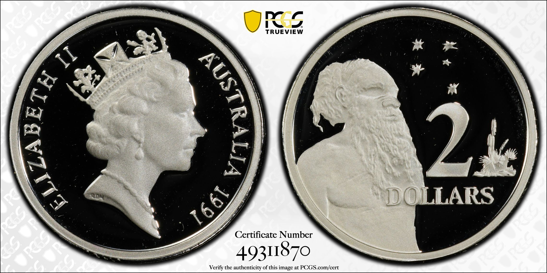 Silver, Two Dollar, 1991, PCGS PR70DCAM