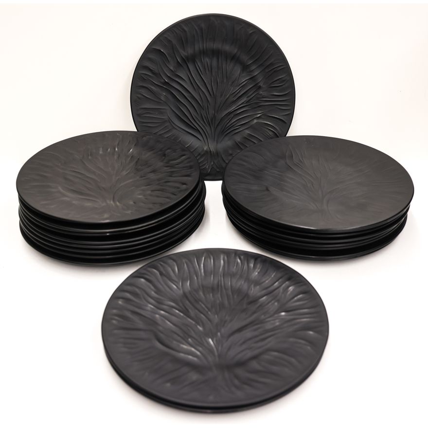 20pc Lalique Algues Noir Crystal Dinner Plates