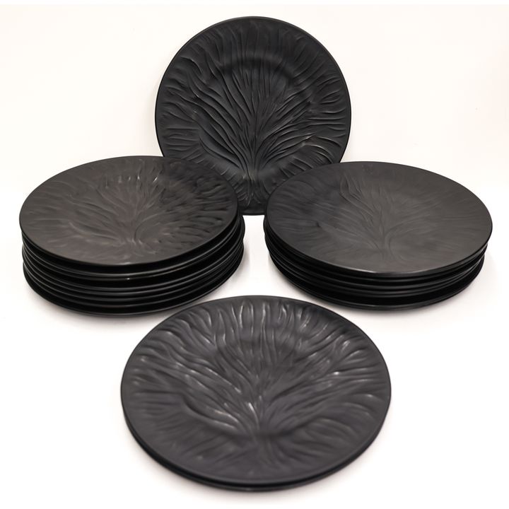 20pc Lalique Algues Noir Crystal Dinner Plates