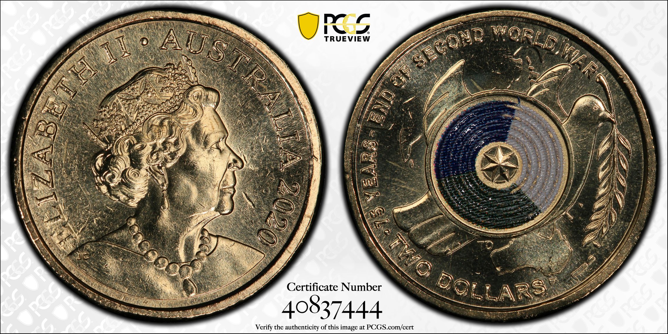 75th Ann End of WWII, Two Dollar, 2020, PCGS MS66