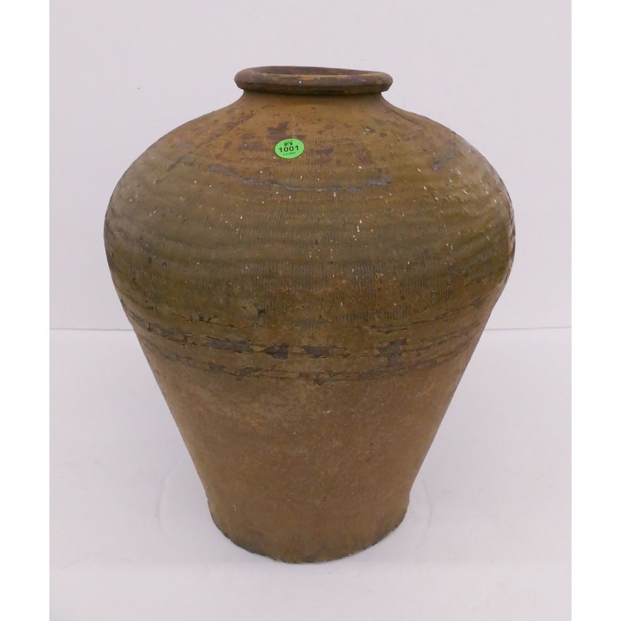 Meiji Japanese Green Provincial High Shouldered Jar- 15''