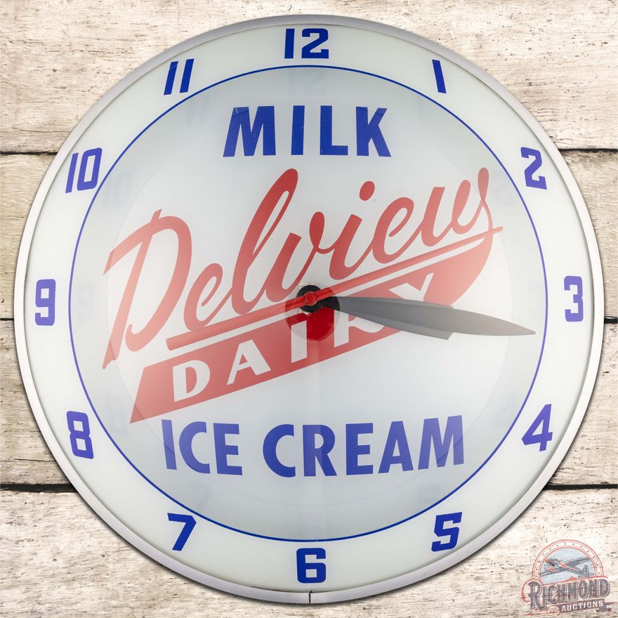Delview Dairy Milk Ice Cream 15" Double Bubble Advertising Clock