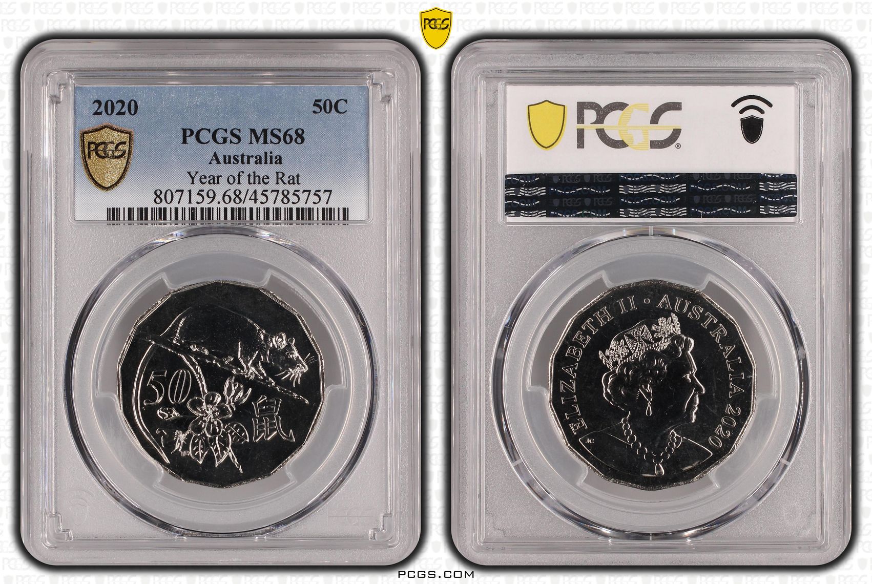 Year of the Rat, Fifty Cent, 2020, PCGS MS 68