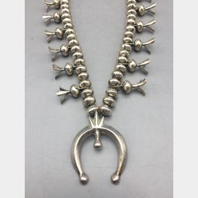 Elegant All Sterling Silver Squash Blossom Necklace