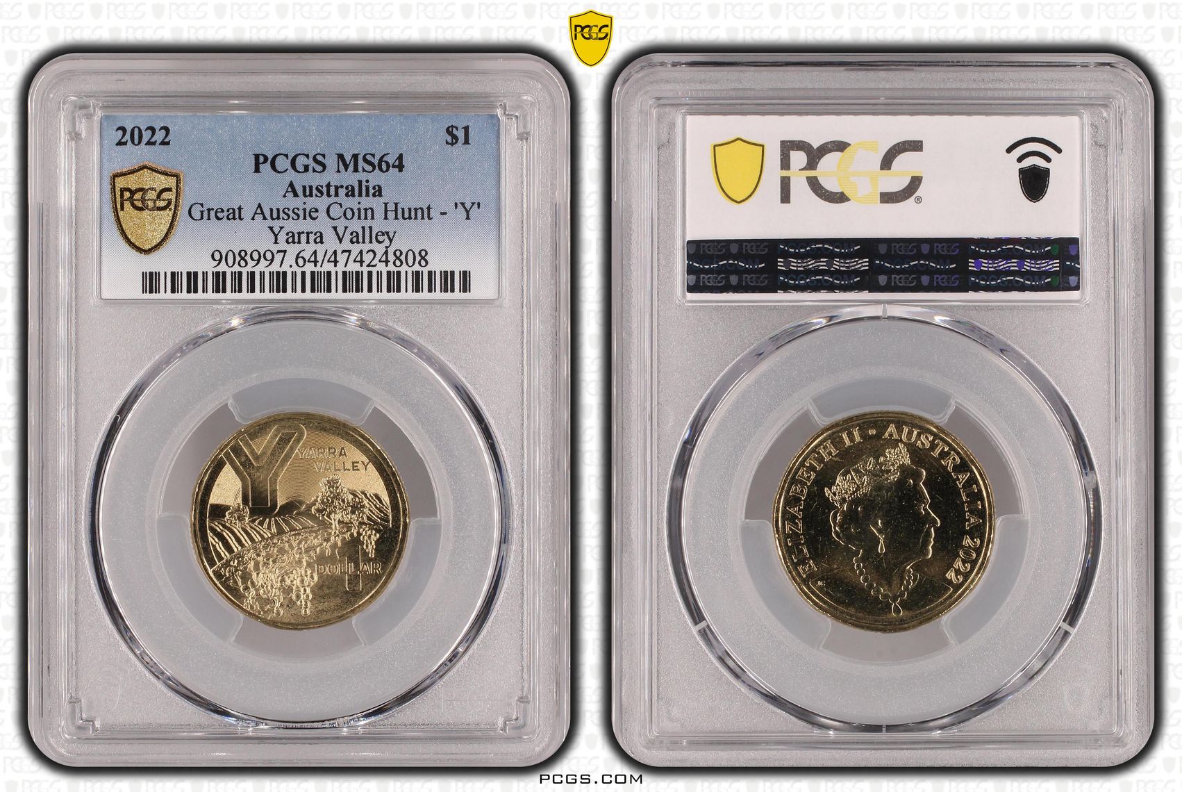 Great Aussie Coin Hunt - 'Y', One Dollar, 2022, PCGS MS 64