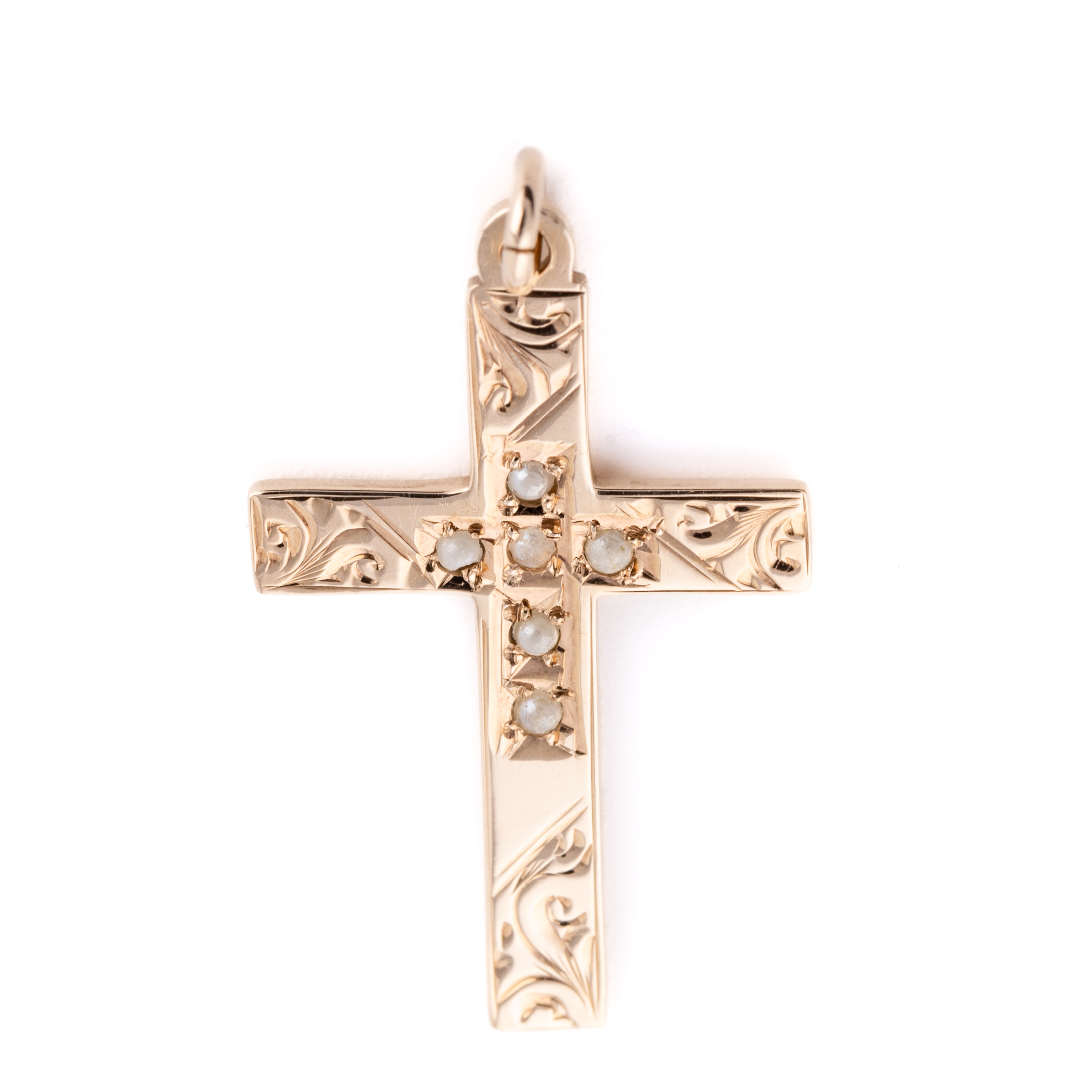 430 · Cross Pendant Seed Pearls 9ct Gold