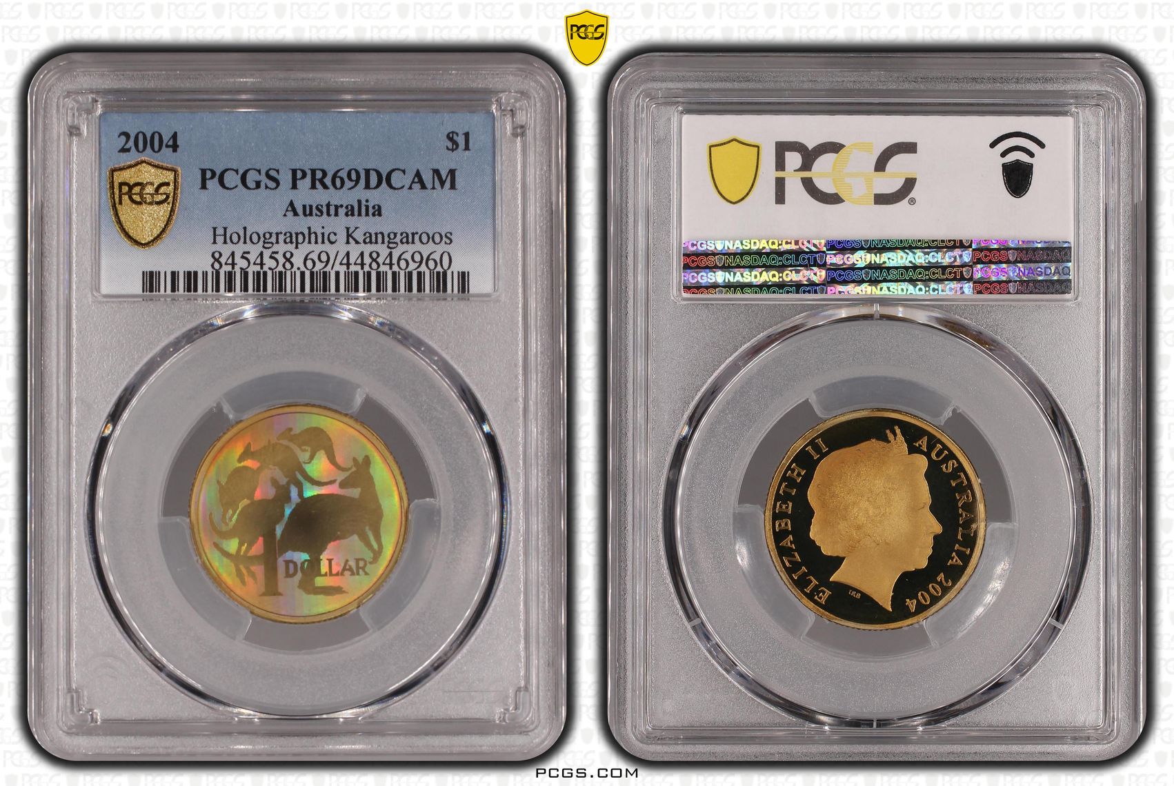 2004 Australia One Dollar, $1 Holographic Kangaroos PCGS - PR69DCAM -960