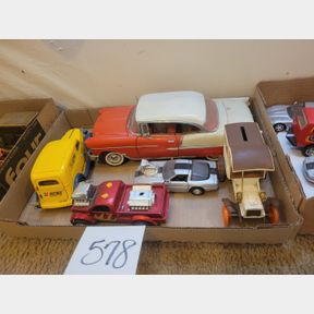 Large heavy scale Chevy 2 door and metal truck banks