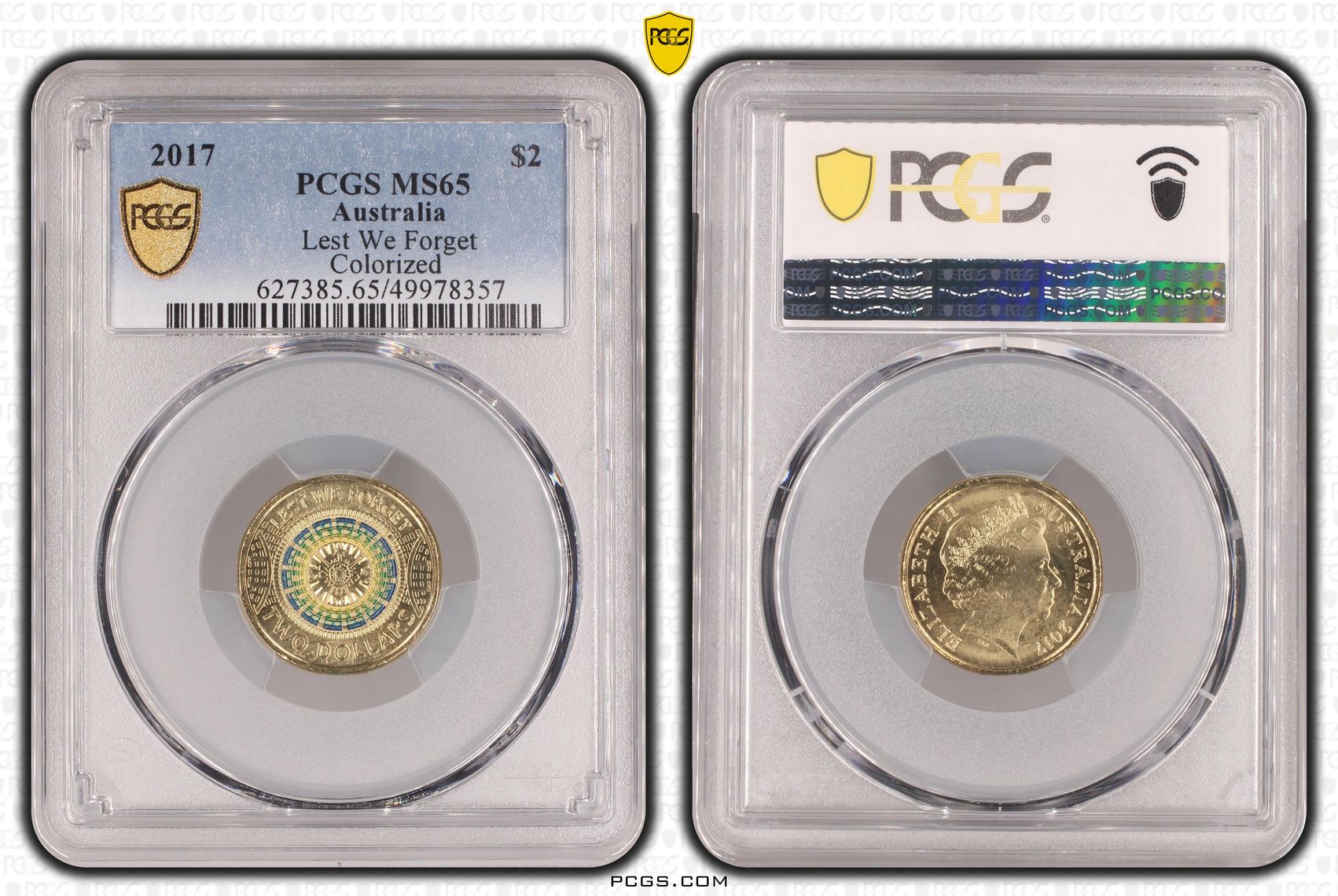 Lest We Forget Colorized , Two Dollar, 2017, PCGS MS65