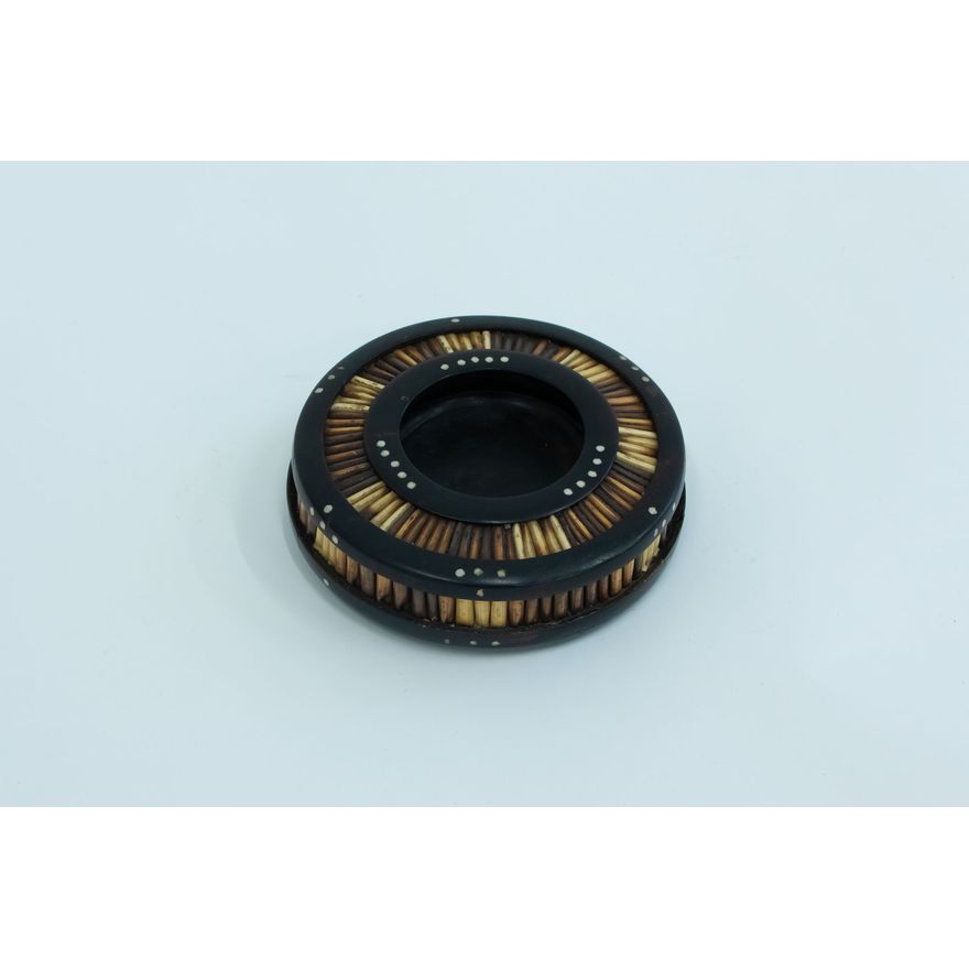 A 19th-century ebony and quill Ceylonese vide-poche