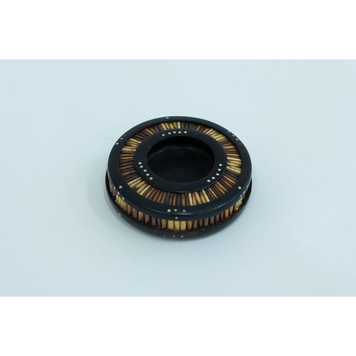 A 19th-century ebony and quill Ceylonese vide-poche