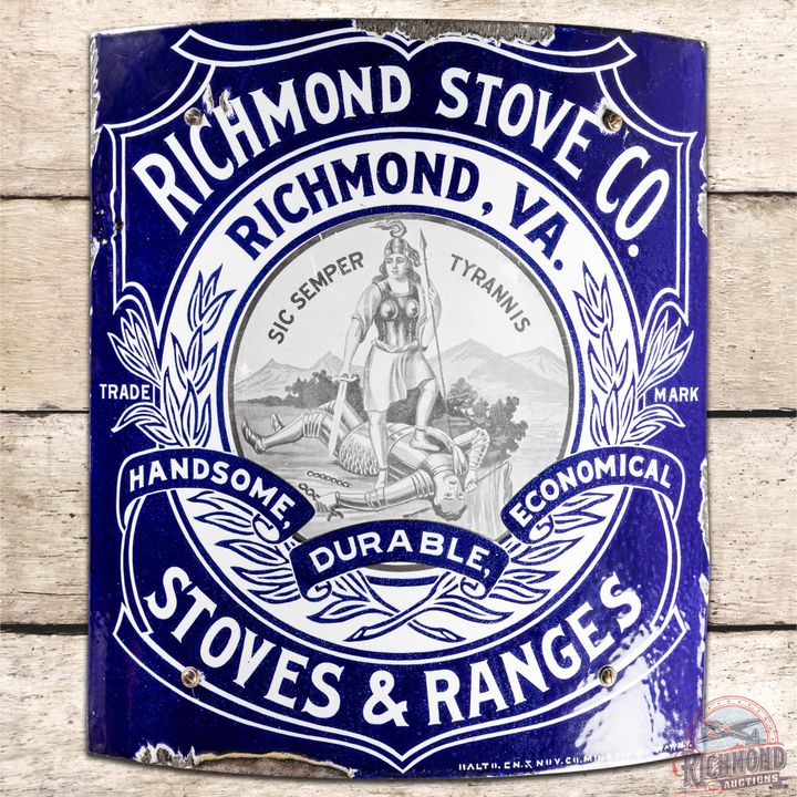 Richmond Stove Co. Stoves & Ranges Curved SS Porcelain Sign