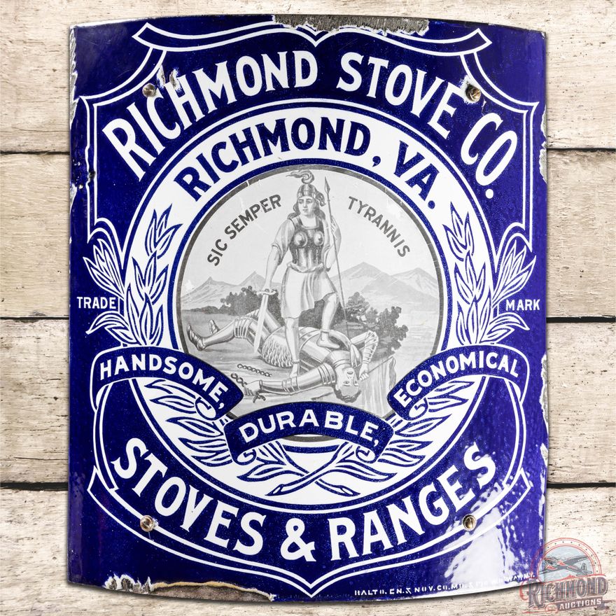 Richmond Stove Co. Stoves & Ranges Curved SS Porcelain Sign