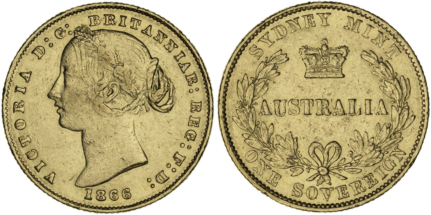 Victoria, Sydney Mint Reverse - Type II, Sovereign, 1866, gVF