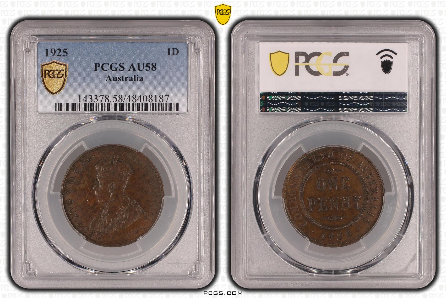 George V, Penny, 1925, PCGS AU58BN
