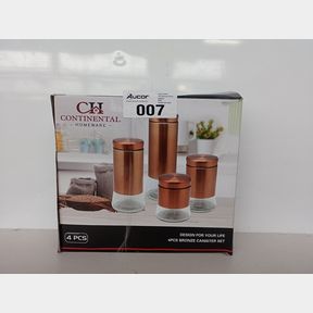 CONTINENTAL HOMEWARE 2PCS GLASS BOTTOM CANISTER WITH BRONZE METAL - CONTINENTAL HOMEWARE