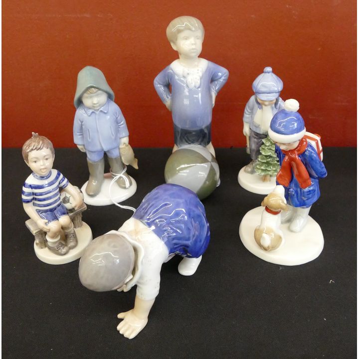 6pc Royal Copenhagen & GDR Porcelain Figurines of Children