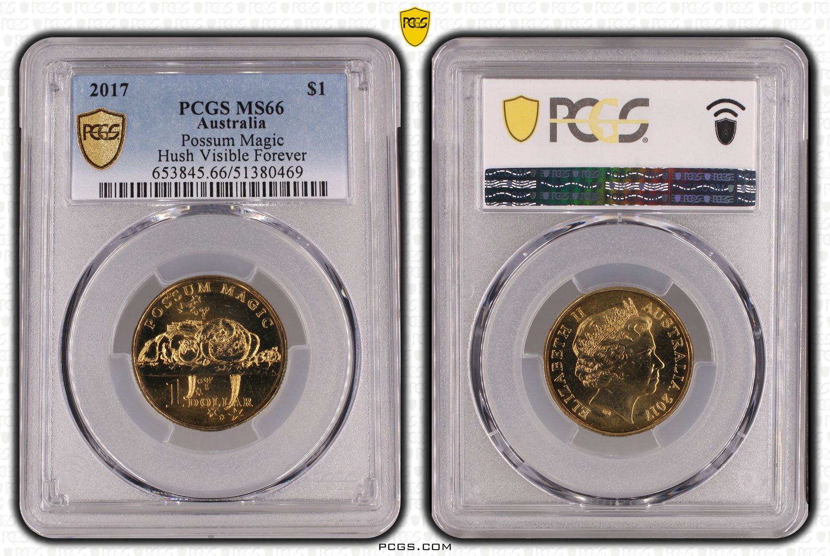 Possum Magic - Hush Visible Forever, One Dollar, 2017, PCGS MS66