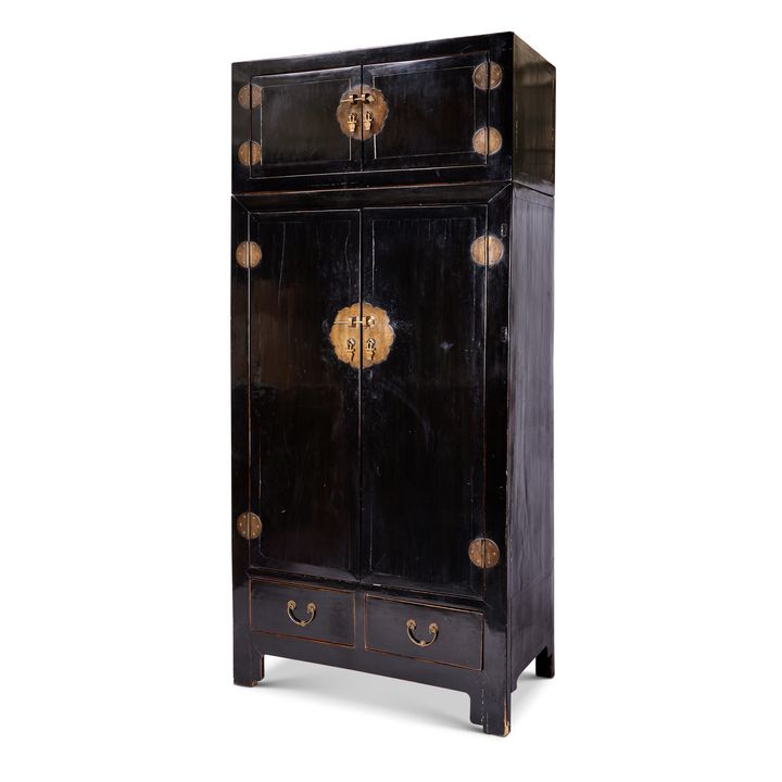 A late 19th century / early 20th century Chinese ebonised wedding cabinet