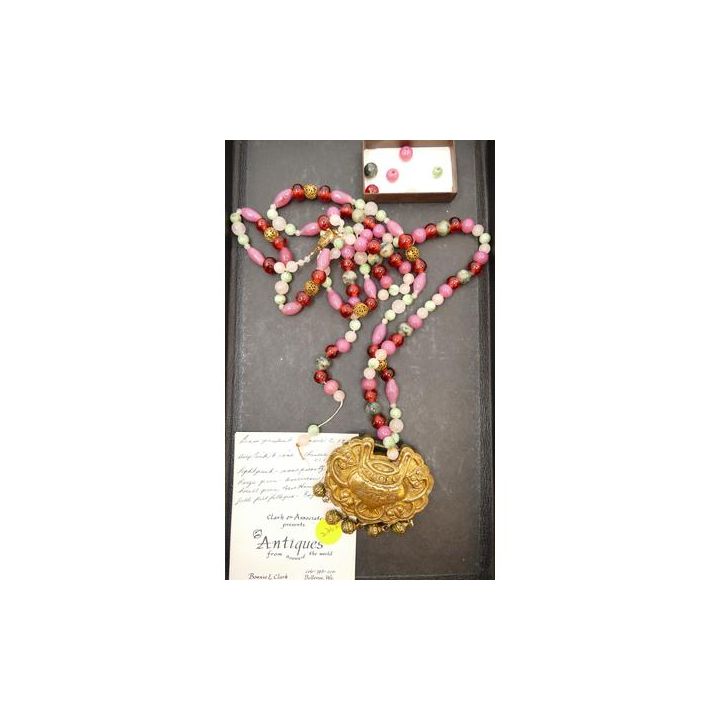 Old Chinese Jade Lock Pendant Necklace (As Is)- 3'' Pendant