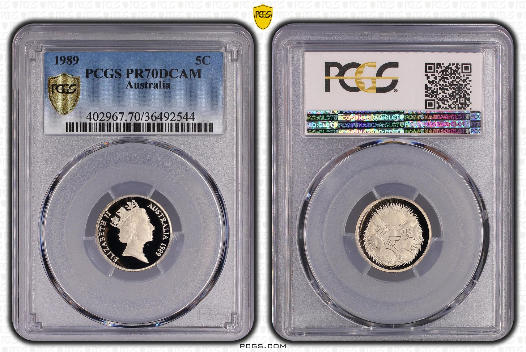 Elizabeth II, Five Cent, 1989, PCGS PR70DCAM