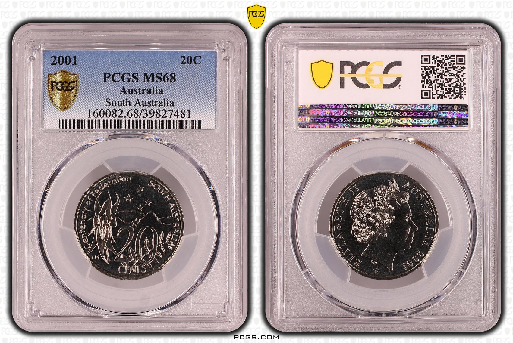 2001 Australia Twenty Cent, 20c South Australia PCGS - MS68 POP 14/0 -481