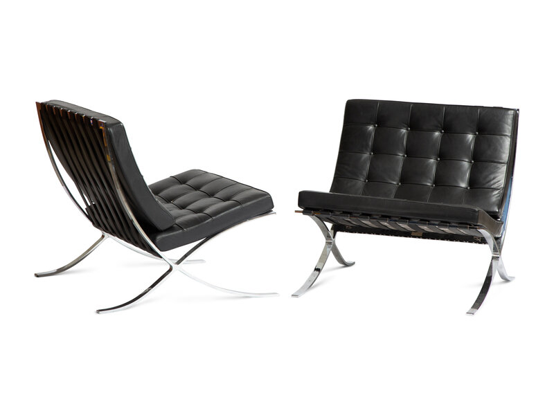 Ludwig Mies van der Rohe
(German-American, 1886-1969)
Pair of Barcelona Chairs, 1987 Knoll, USA