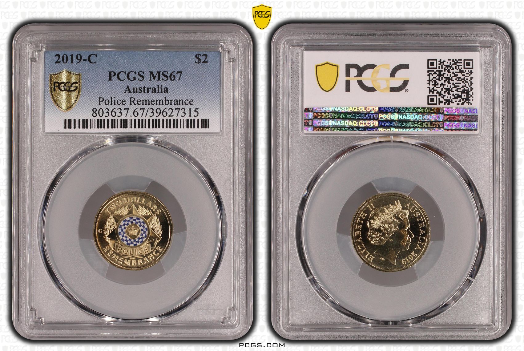 Elizabeth II, Police Remembrance, Two Dollar, 2019-C, PCGS MS 67