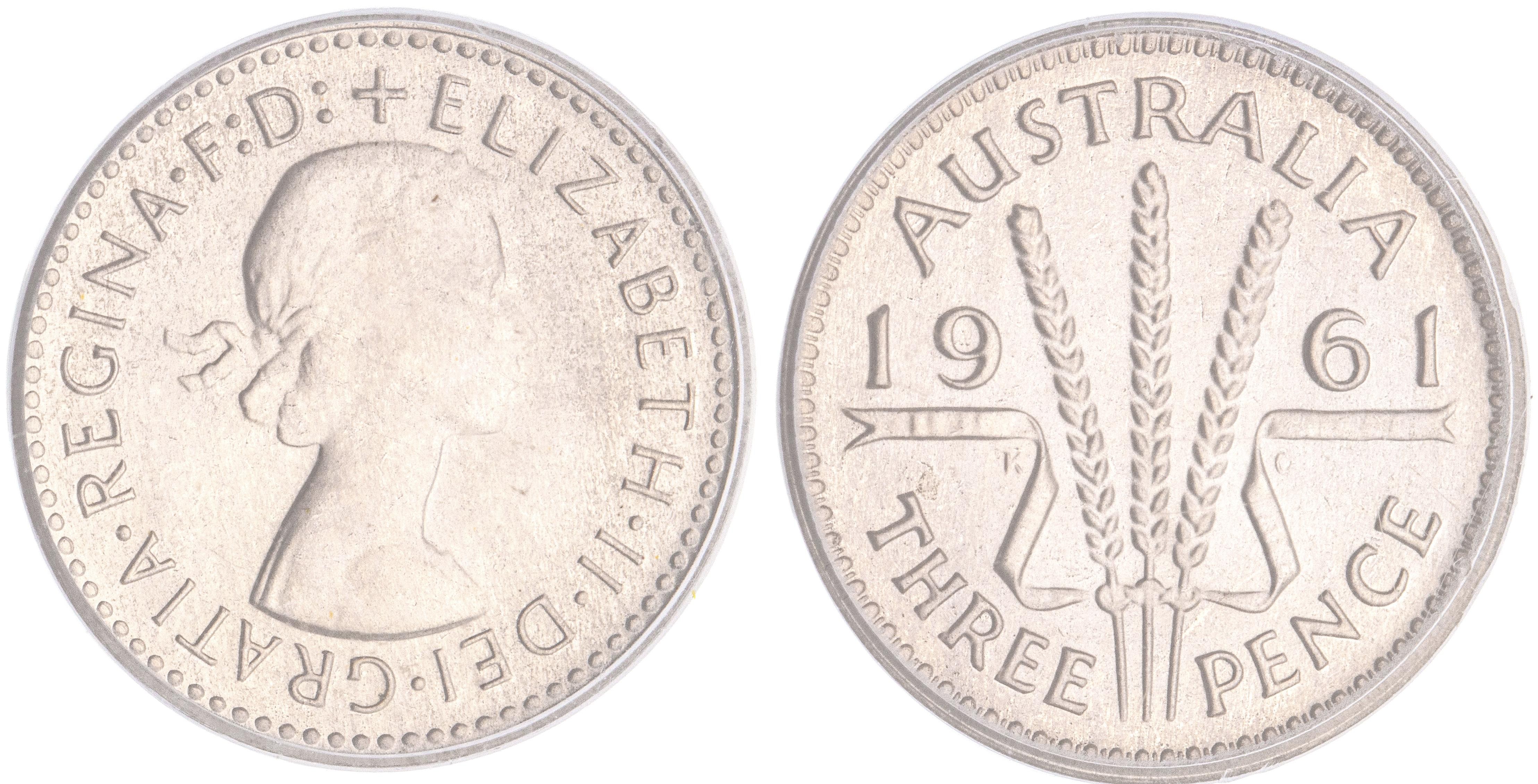Elizabeth II, Threepence, 1961, PCGS PR 65