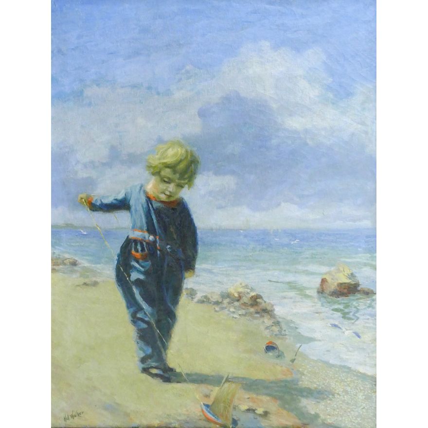 Harold Walker ''Beach Time'' (Sailing) Oil