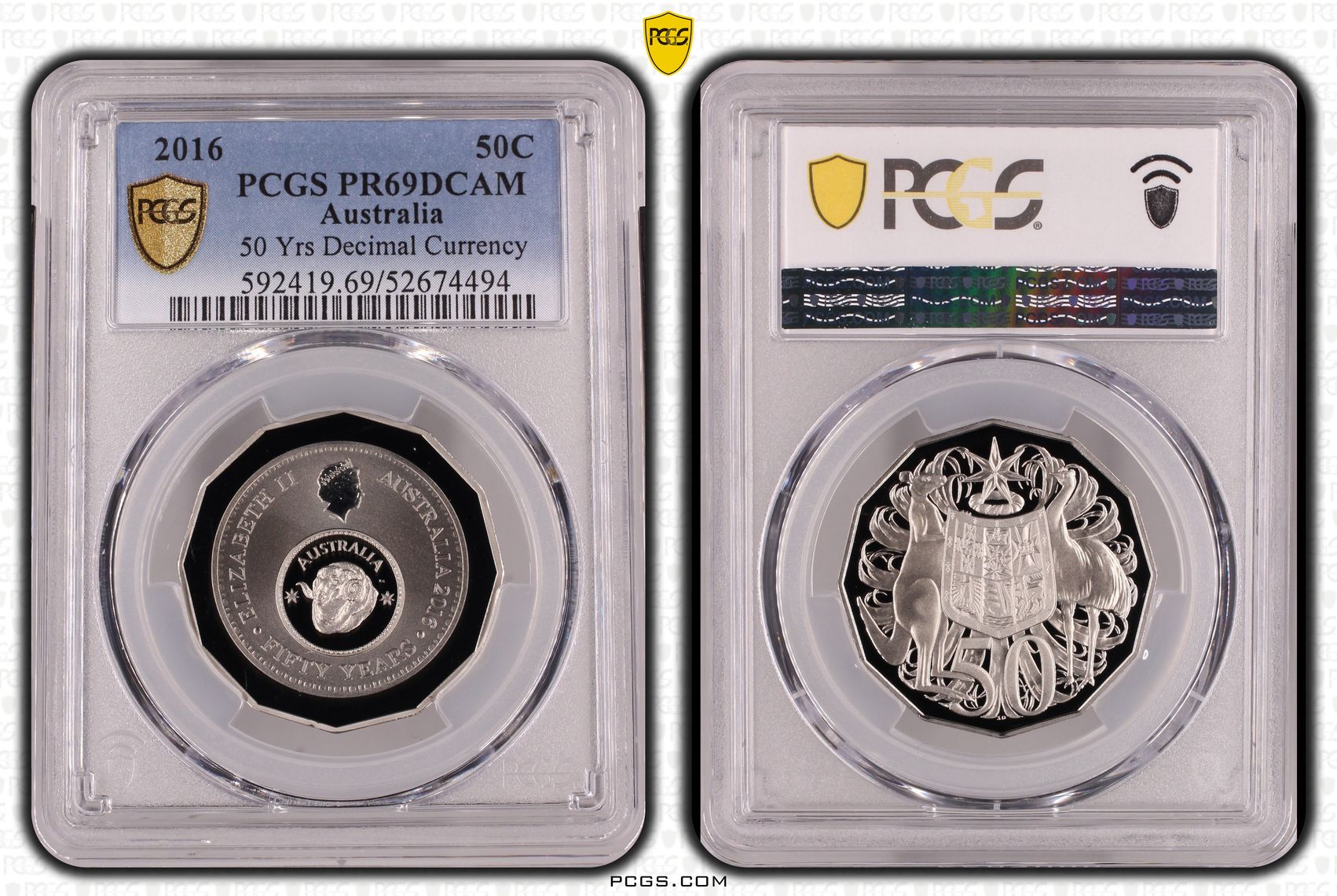 50 Yrs Decimal Currency, Fifty Cent, 2016, PCGS PR69DCAM