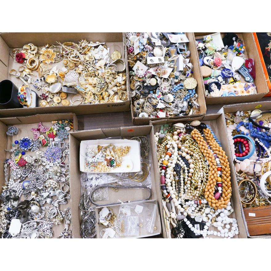 7 Boxes Vintage Costume Jewelry