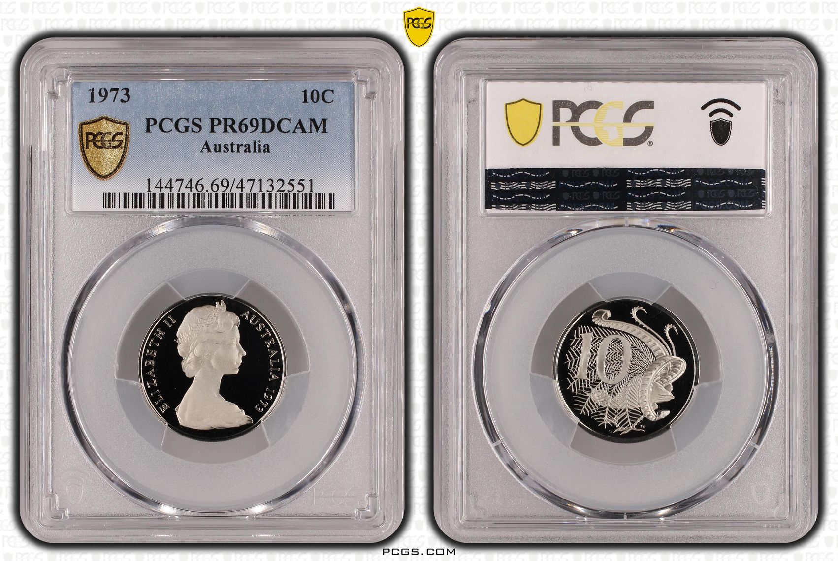 Elizabeth II, Ten Cent, 1973, PCGS PR69DCAM