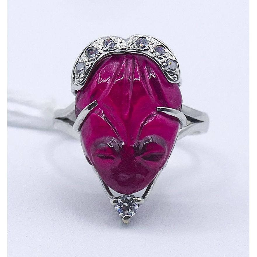 Ladies 18k Carved Red Frog Ring Size 5.5 - 5.4 Grams